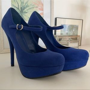 Royal blue suede heels